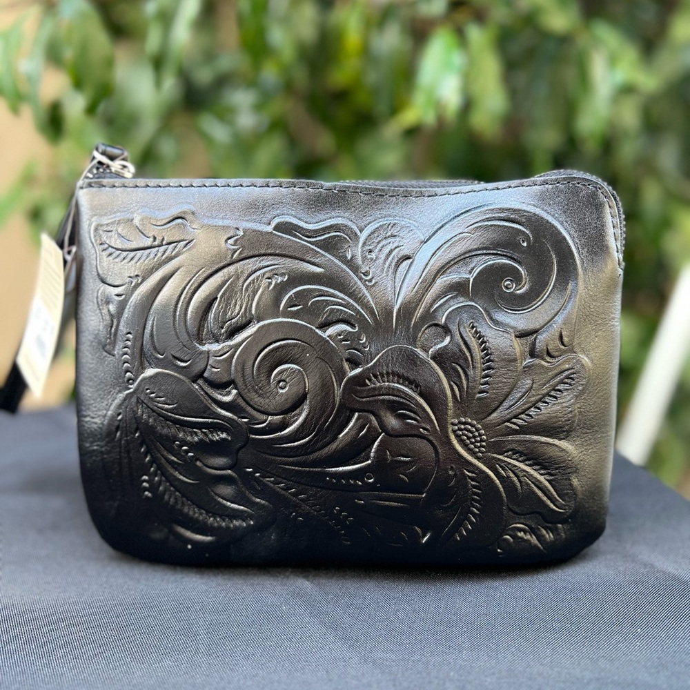 SOLD—NWT Patricia Nash Black Embossed Leather Clutch